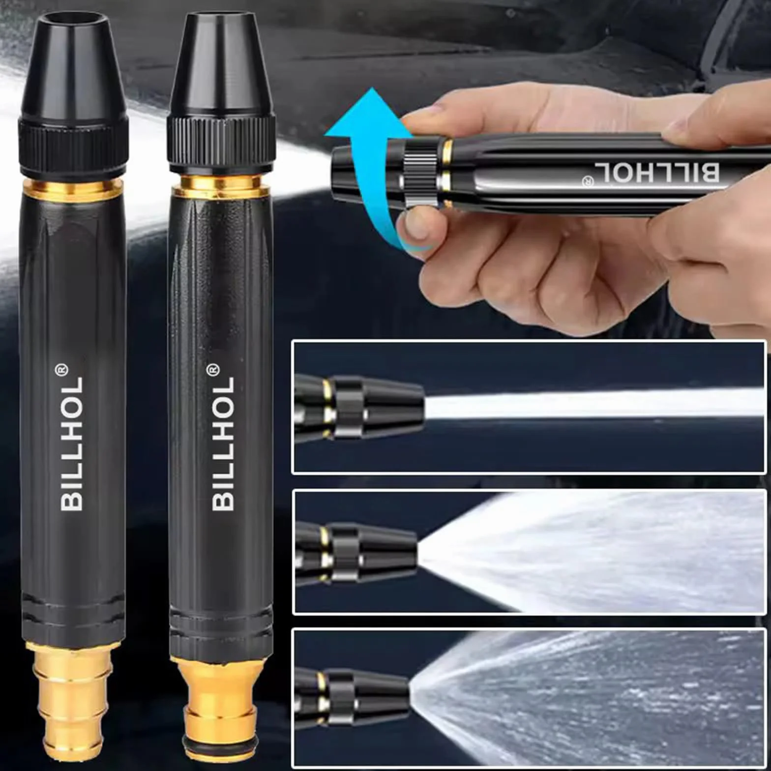 Billhol Pistolet Haute Pression de Lavage Auto pour Maison avec Buse Réglable et Multifonction (1 pièce)