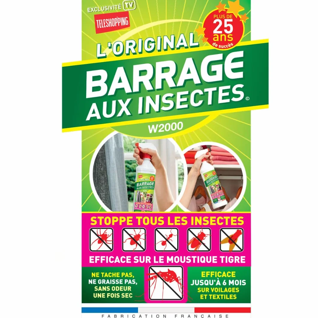 Barrage aux Insectes 3x1L avec 3 Bouchons de sécurité et pulvérisateur
