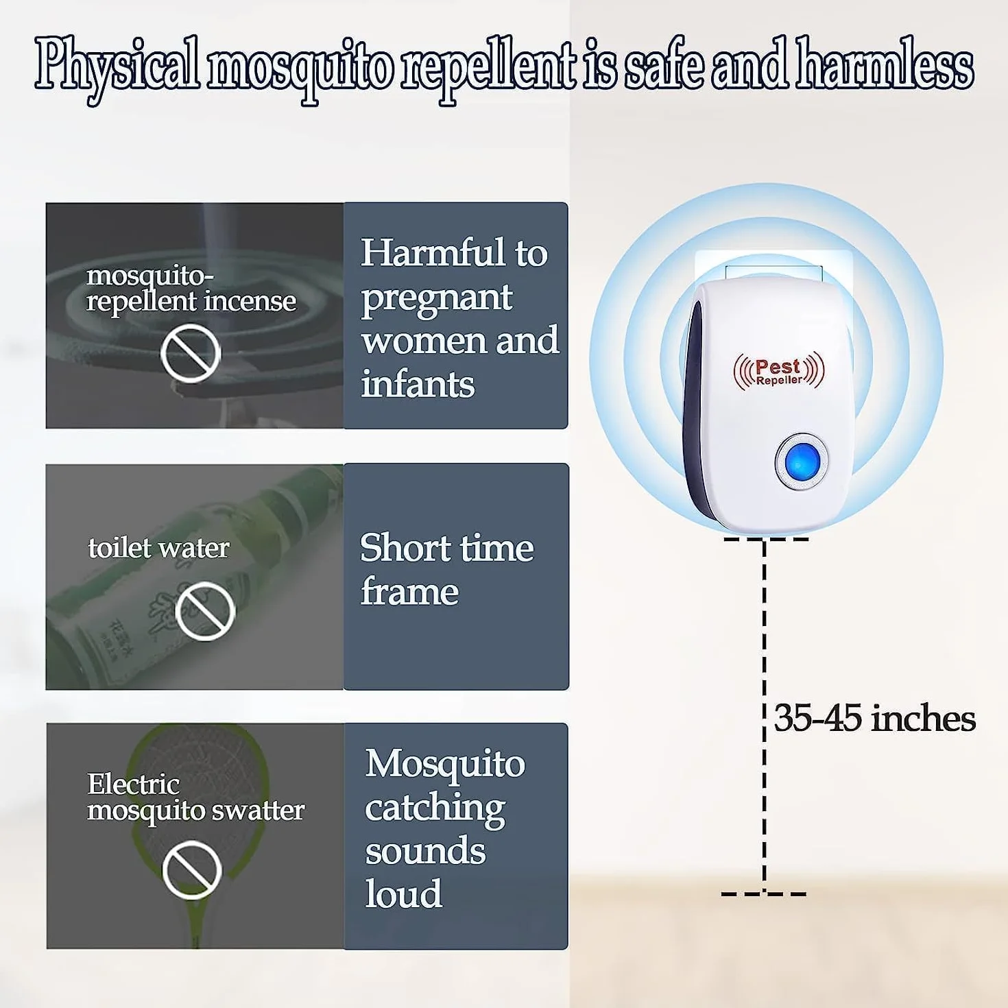 Anti Moustique Ultrason répulsif 4 pcs pour souris rats fourmis araignées prise électrique intérieur
