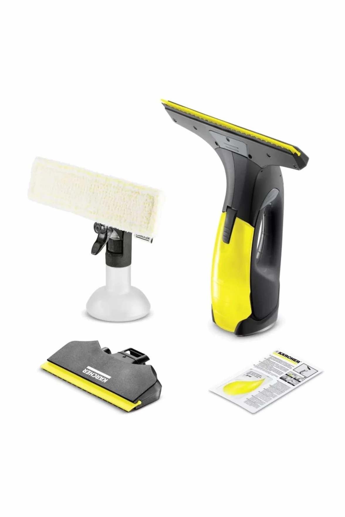 KÄRCHER Nettoyeur de Vitres WV 2 Black Edition, Autonomie de Batterie : 35 Min, Affichage LED, 2 Raclettes, Pulvérisateur avec Microfibres, 20 ML Nettoyant Vitres Concentré