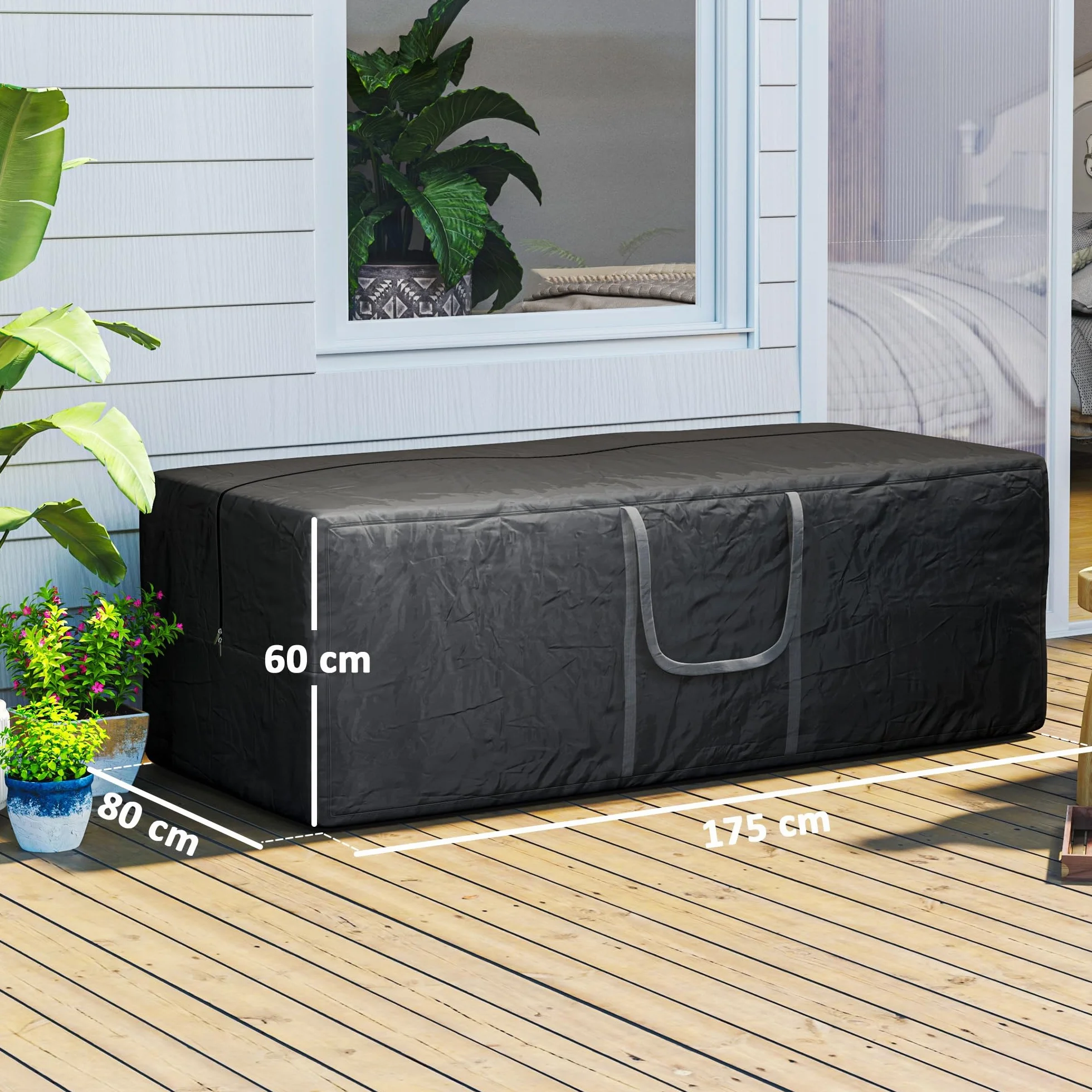 Outsunny Sac de rangement 600D Oxford 840L 100kg UV30+ étanche 175x80x60 cm Noir