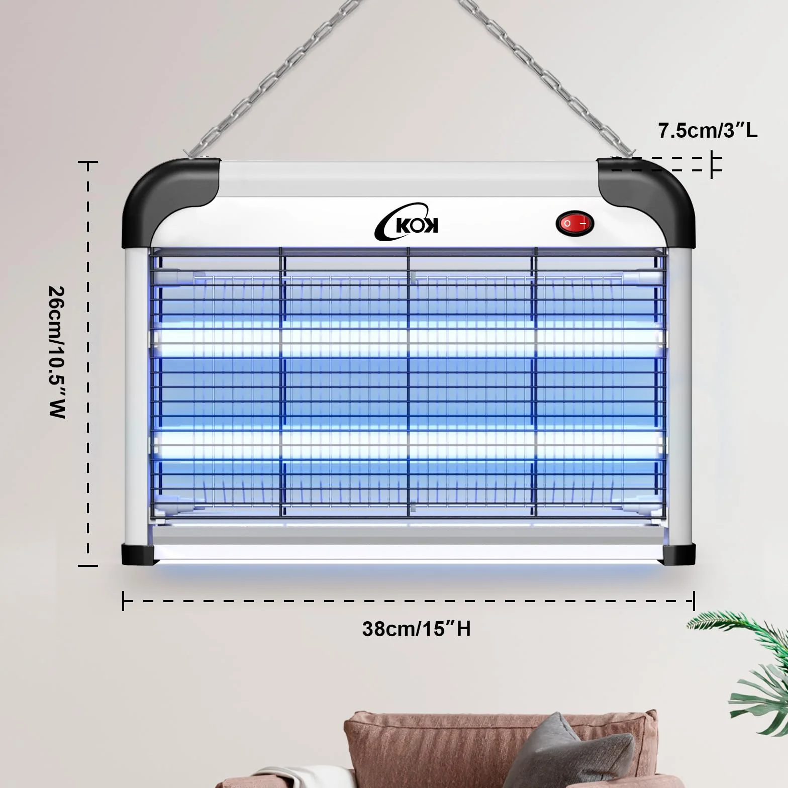 Lampe Anti-Moustiques UV 20W Électrique avec 2 Ampoules de Rechange, Anti-Insectes sans Produit Chimique