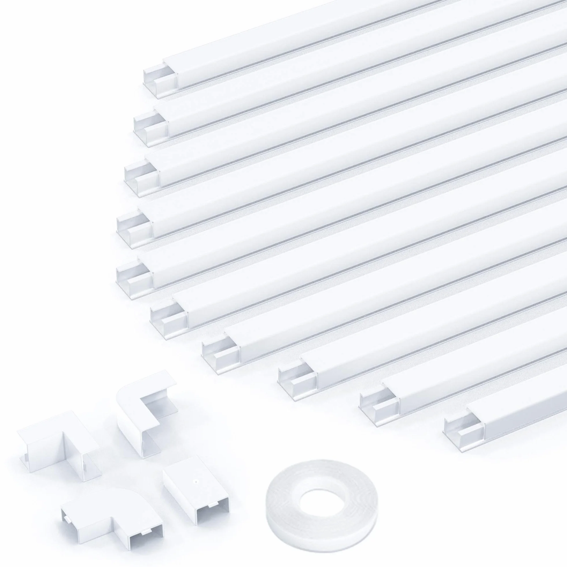 kinkaivy Goulotte Passe Câble, 4M Mini Goulotte électrique Autocollante, Pouvant être Peinte Goulotte pour Cacher Un Câble d'enceinte ou Un Câble TV–10x40CM(Longueurs), 15mm (Largeur), 10mm(Hauteur)