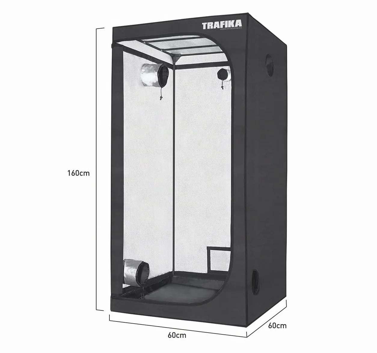 TRAFIKA Chambre de Culture 60x60x160cm Grow Tent Mylar Premium 97% Réflectivité