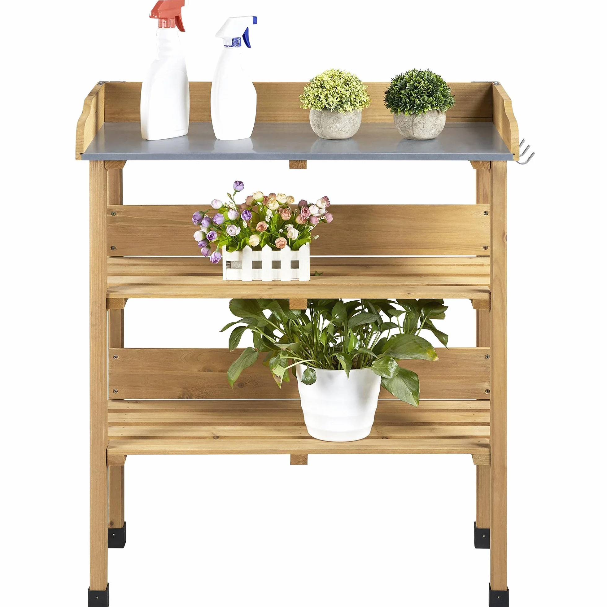 Table pour Semis Rempotage Extérieure en Bois pour Pots de Fleurs Terrasse Potager Serre