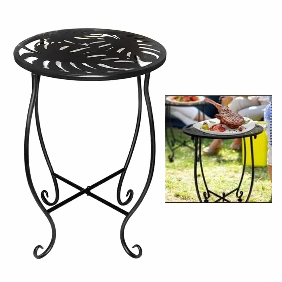 Table d'appoint d'extérieur ronde 20,3 cm métal antirouille pour patio moderne