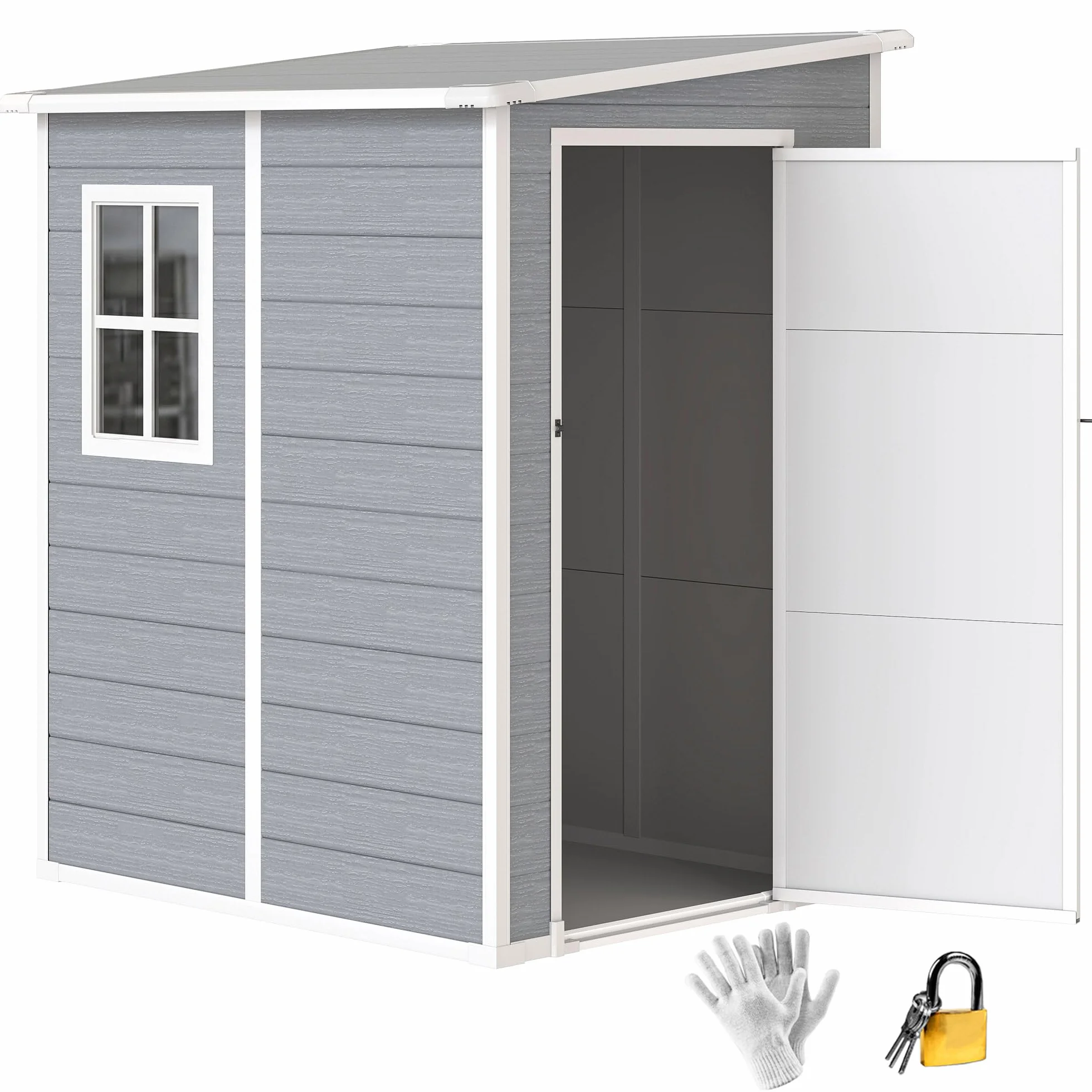 Outsunny Abri de Jardin 1,54 m² Cabane Outils Aluminium PP Gris