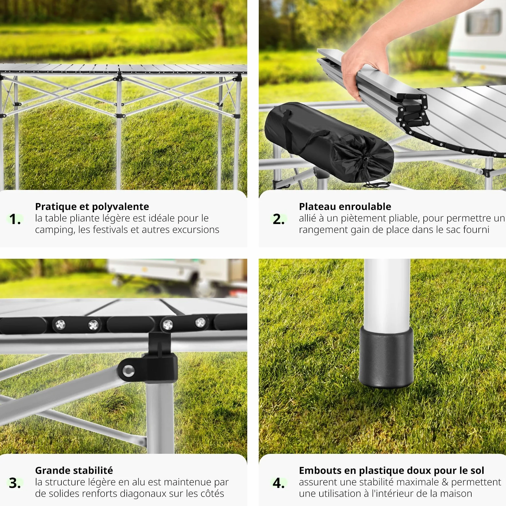 TecTake Table Pliante de Camping Aluminium Jardin BBQ Barbecue Pique-Nique Portable