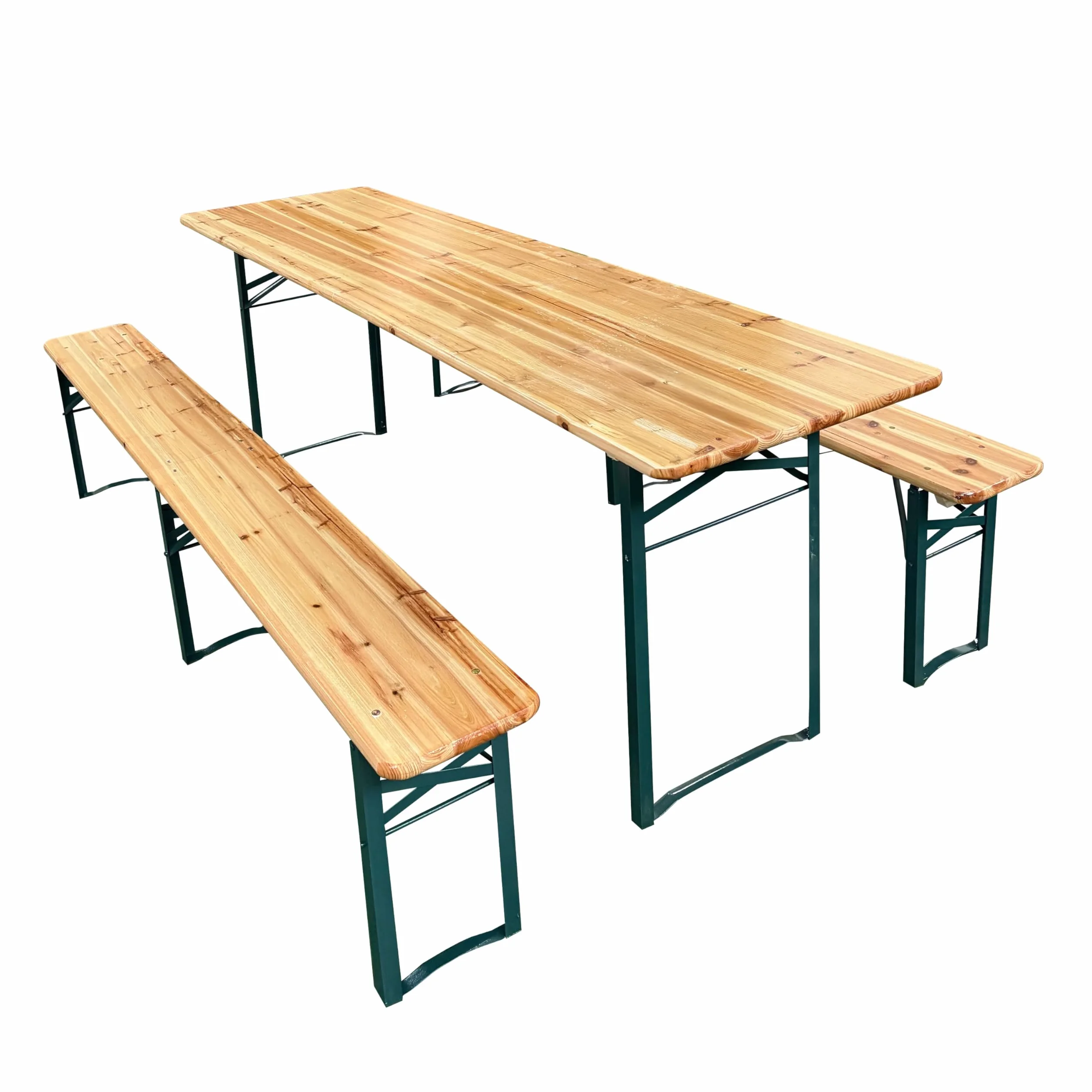 AXI Toon Ensemble de Table et Bancs de Brasserie Acier Bois Pliant 220x60x76 cm