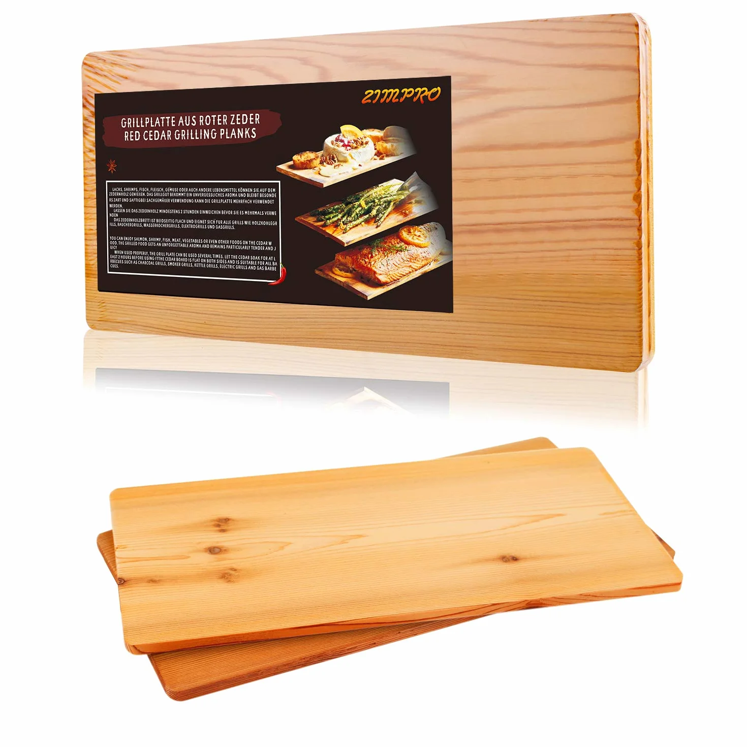 Planches en Bois de cèdre TRUSTTO pour Barbecue Lot de 2 Naturel