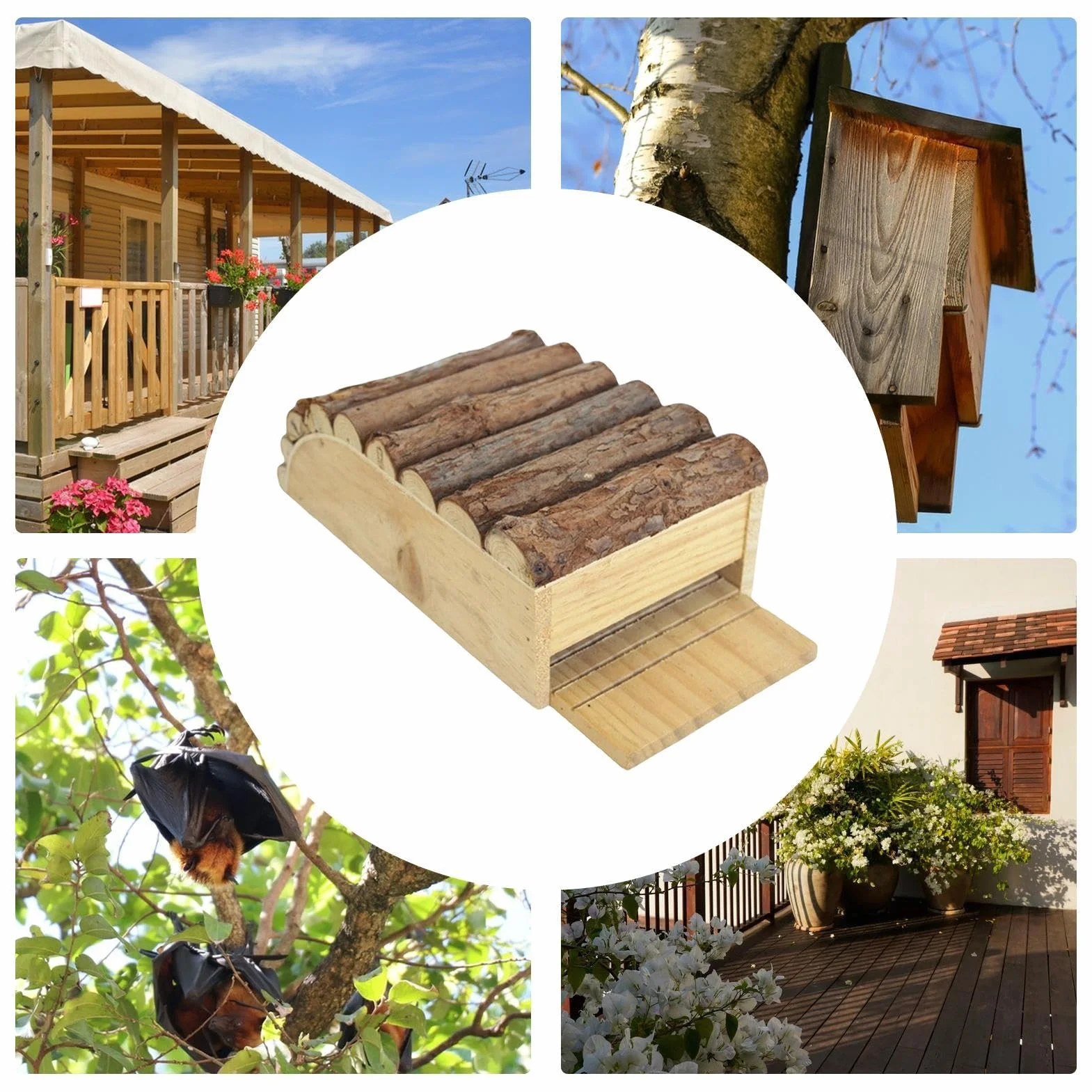Maison pour chauve-souris en bois résistant aux intempéries | Grand abri compact pour jardin et cour