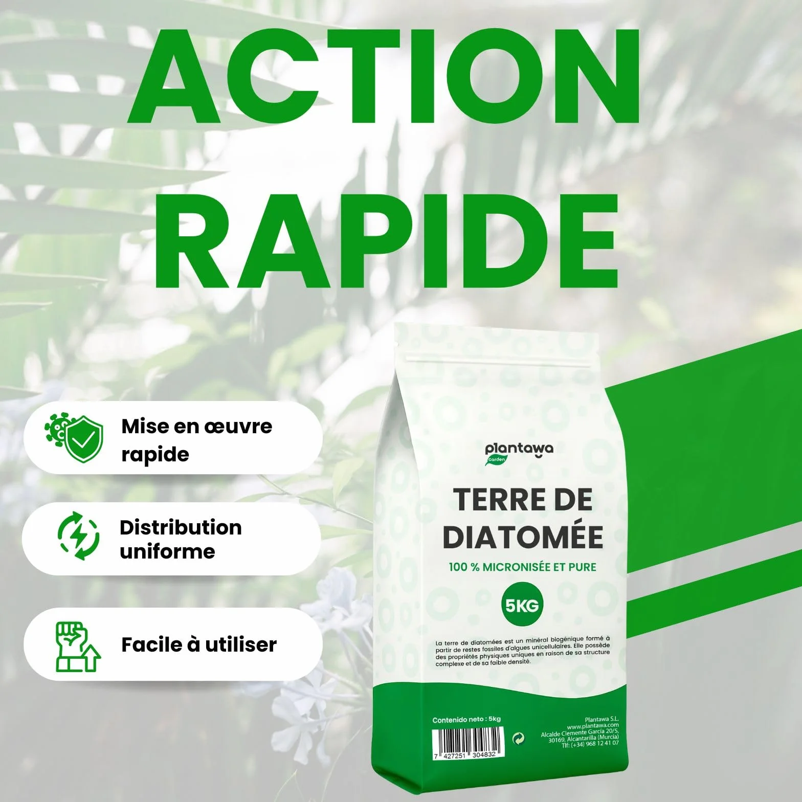 Terre de Diatomée 5Kg 100% Naturelle Non Calcinée Poudre Ultrafine Blanche Pure