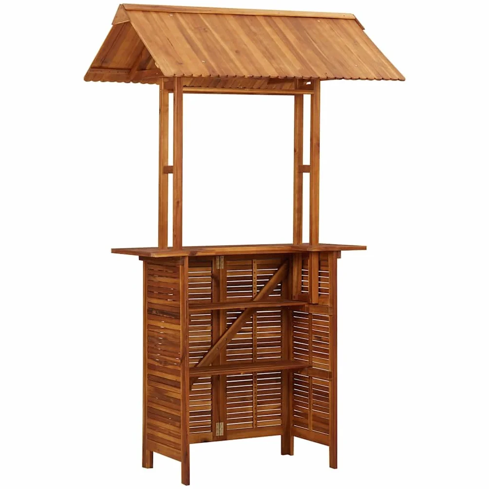 Table de Bar d'extérieur avec Toit 113x106x217 cm Bois d'acacia