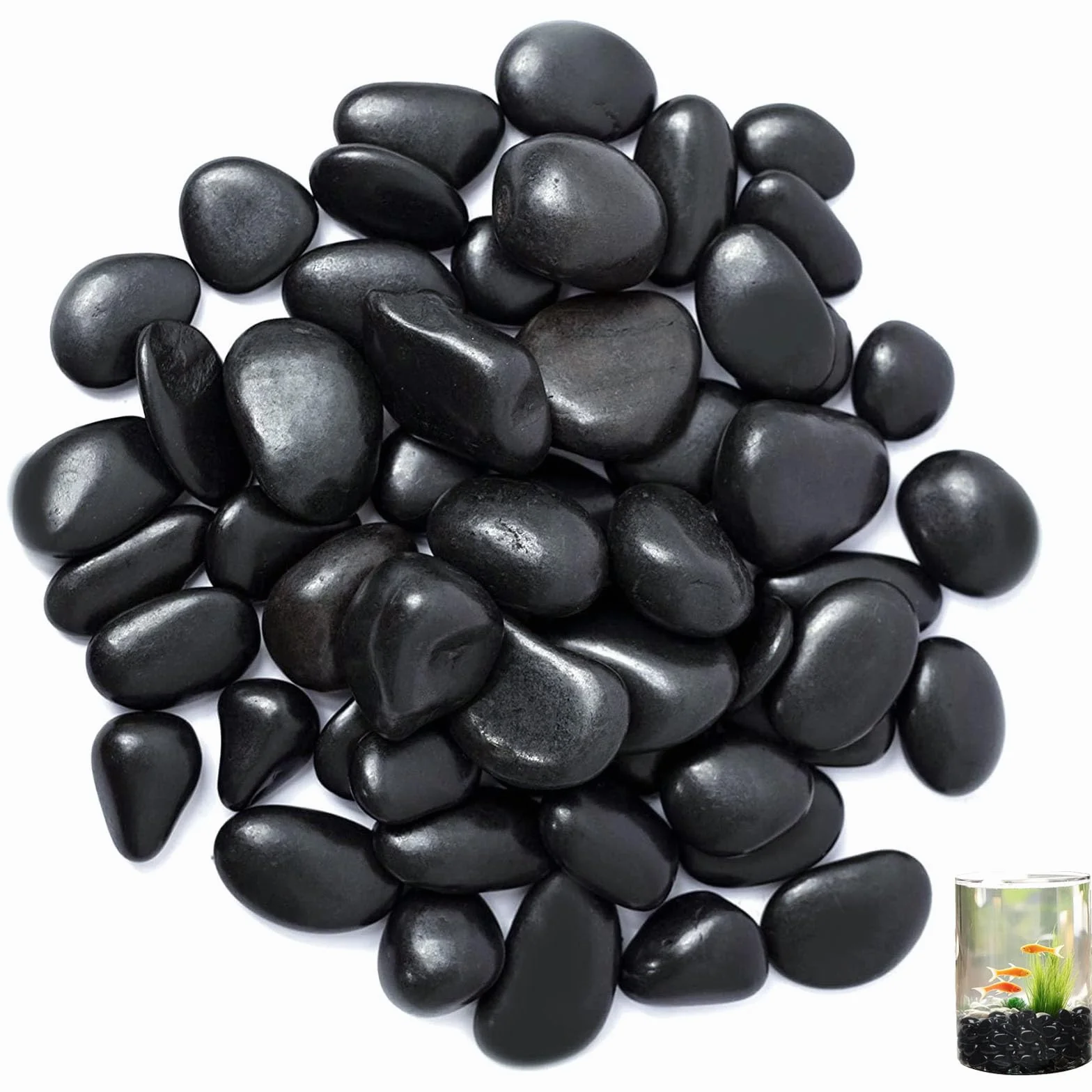Galets de Rivière Noirs Polis 1-3 cm 1 kg Galets Décoratifs pour Vases