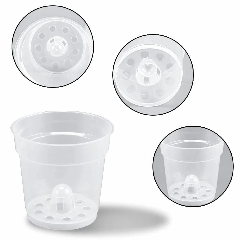 Pot Transparent Orchidée 6 Pièces Pot de Fleur Plastique avec Trous de Drainage