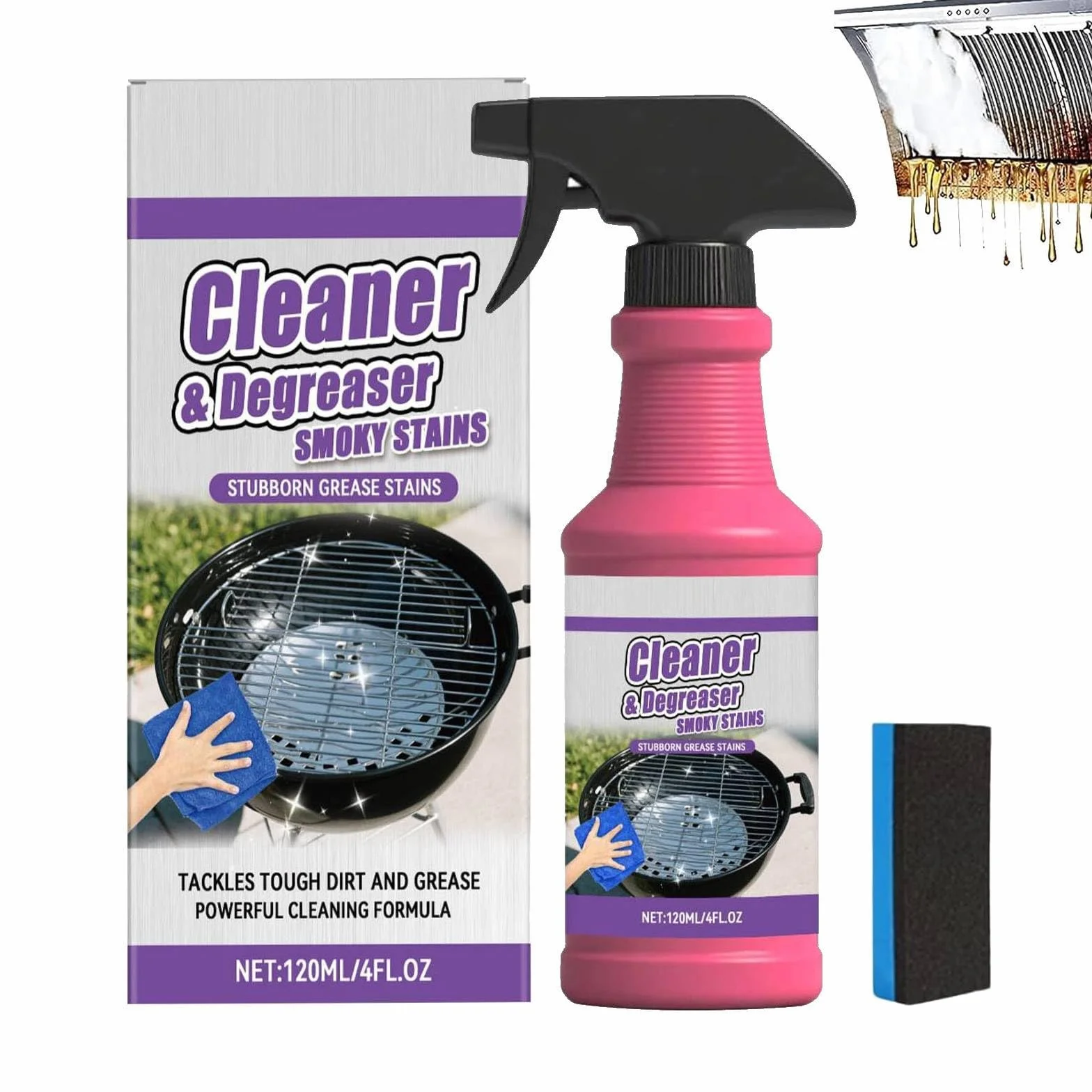 Heavy-Duty Grill Degreaser Spray BBQ Cleaner for Smoker Grease Stains