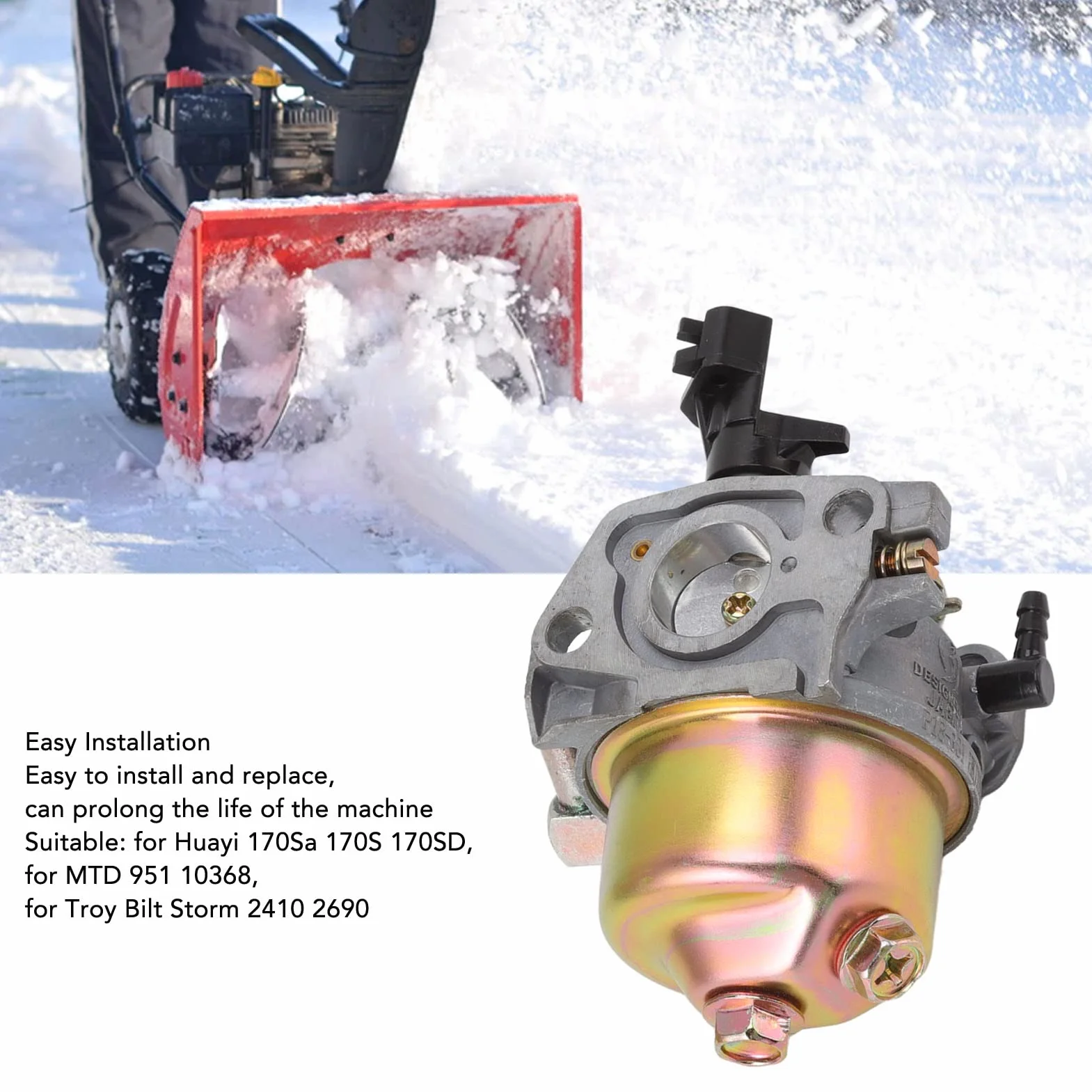 Carburateur Huayi 165S 170S Compatible MTD 951-12705 951-14026A Moteur 208cc 179cc 4 Temps Souffleuse Neige Troy Bilt Storm 2410