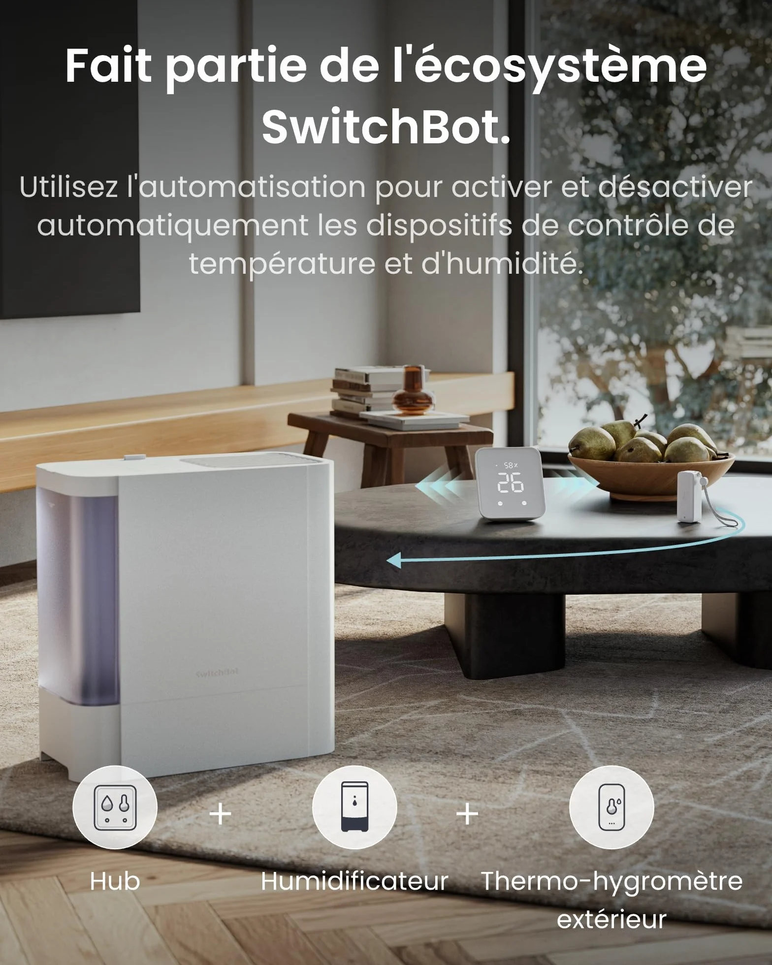 SwitchBot IP65 Hygromètre Thermomètre Intérieur Extérieur Bluetooth 100m Capteur Humidité 2 Ans Piles