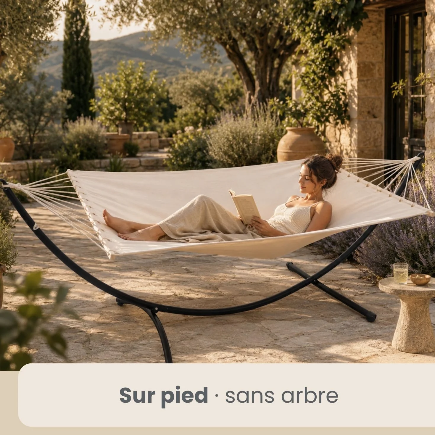 AMANKA Support de Hamac 120kg 300x100 Structure Extérieure Métal Cadre Jardin
