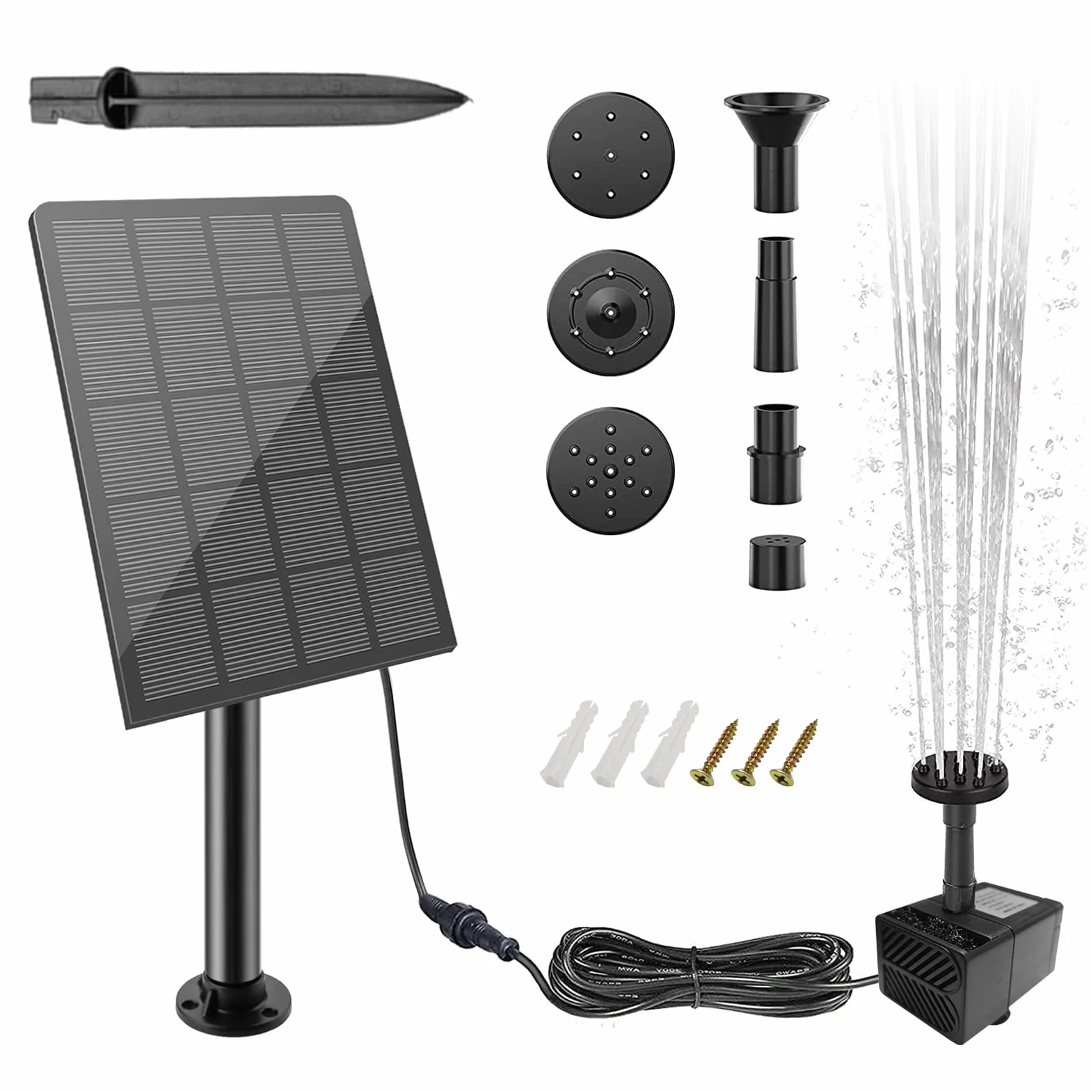 Fontaine Exterieure De Jardin Solaire Cascade 2.5w Bomba De Agua Solar Pour Estanque Fuente Solaire Bateria Diy