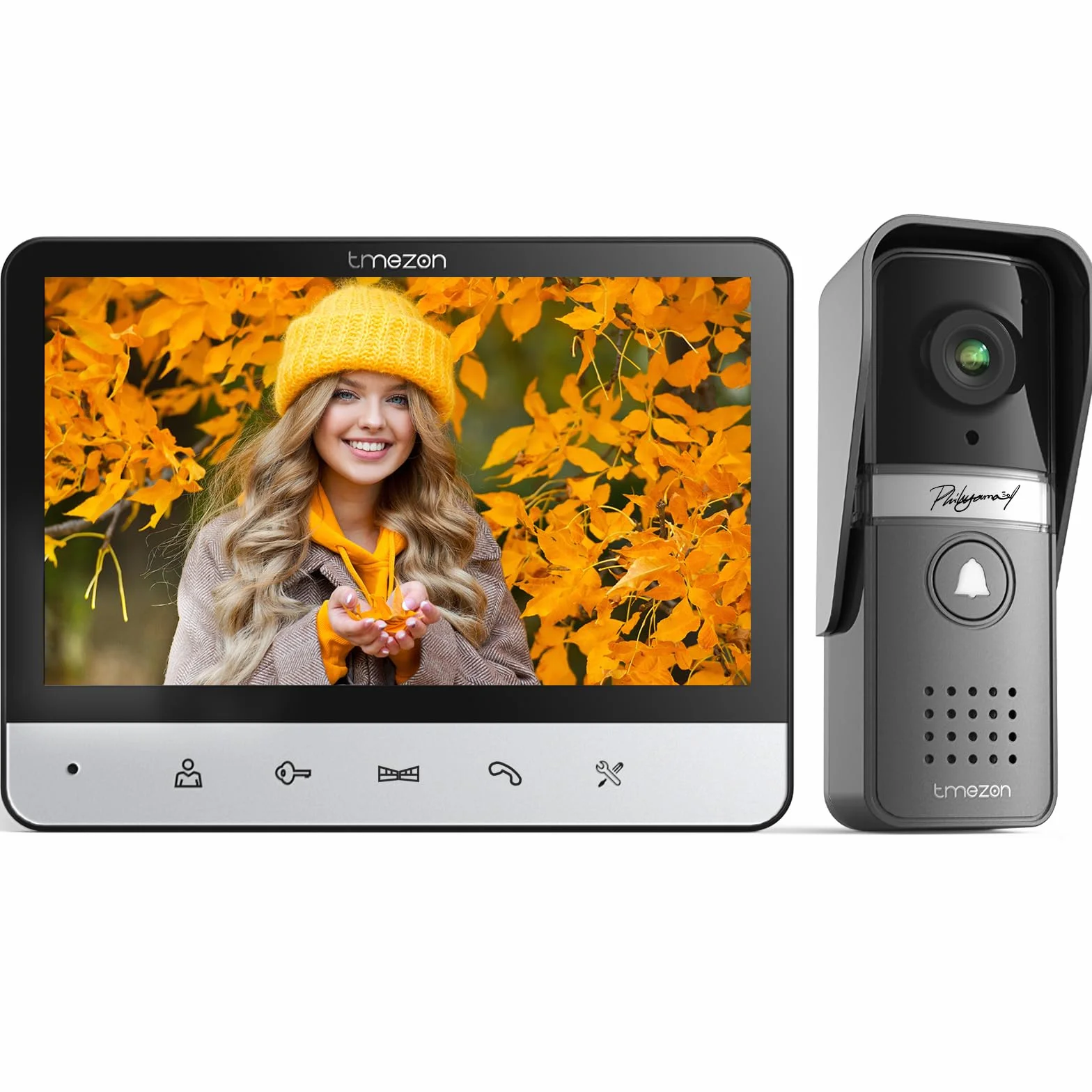 TMEZON Visiophone Connecté 4 Fils Kit Interphone Vidéo Filaire avec écran Couleur 7", Portier Vidéo V20