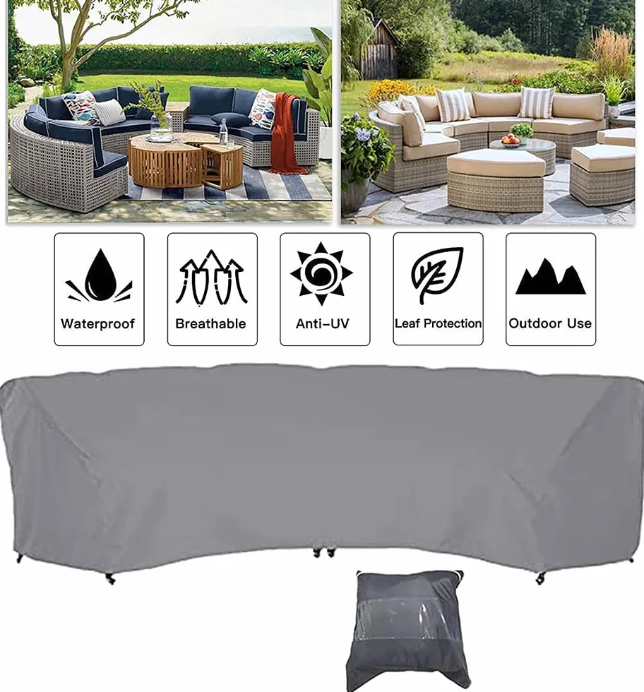 Housse de protection canapé sectionnel Oxford 420D imperméable extérieur jardin demi-lune