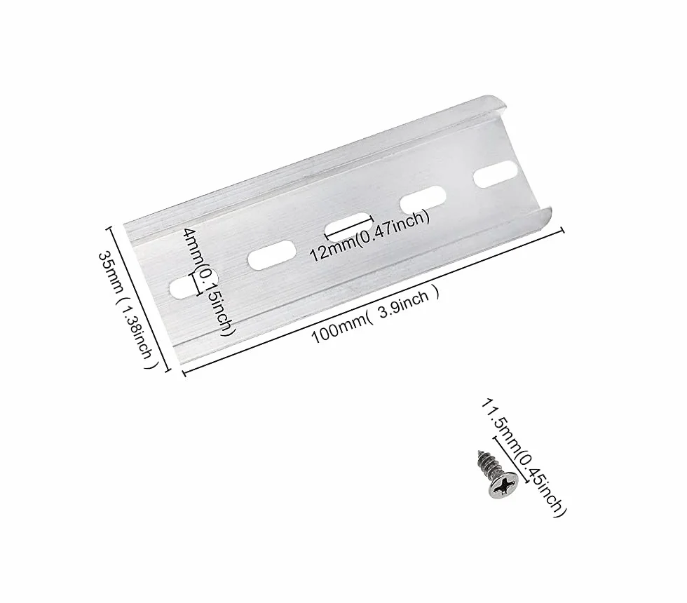 Rails DIN Montage 35 x 100 mm Aluminium U-Groove Argent pour Disjoncteur Relais