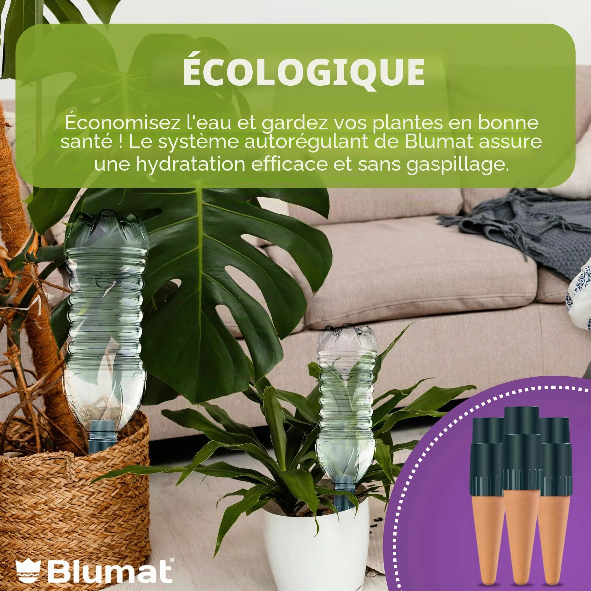 Blumat Lot de 3 Embouts adaptables aux Bouteilles pour arrosage