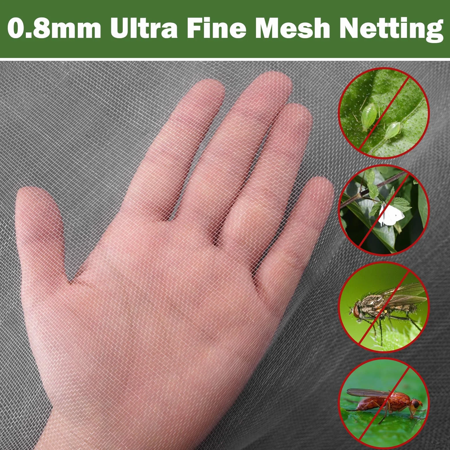 KINGLAKE Filet Anti Insecte 35 g/m² 2m x 10m Maille Fine Protection Cerisier Fraisier Jardin Potager Arbre Fruitier Blanc