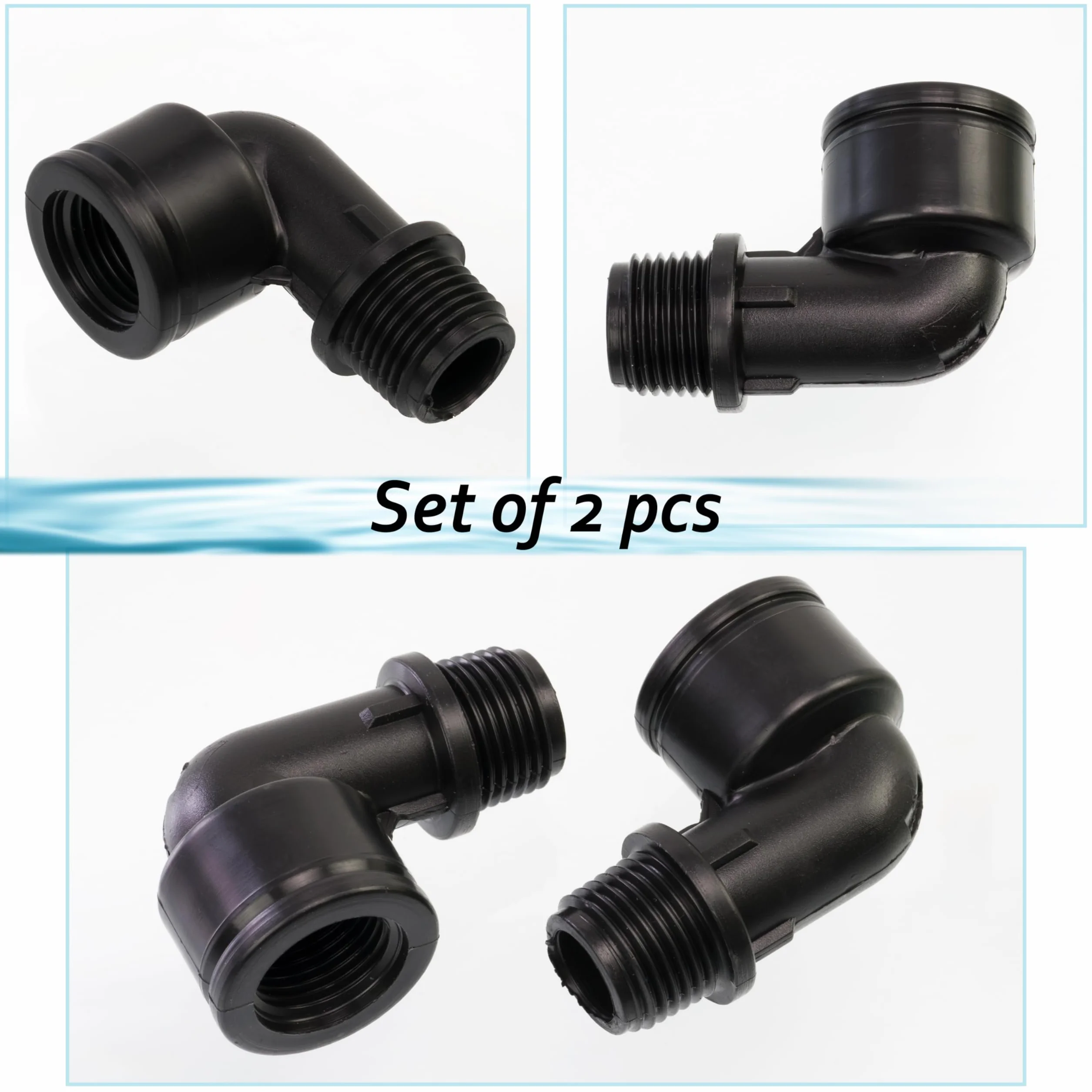 AERZETIX Lot de 2 Raccords Coudés 90° Mâle-Femelle 1/2"x1/2" pour Tuyau d'Arrosage Irrigation - Pression Max 10 Bars Polyéthylène