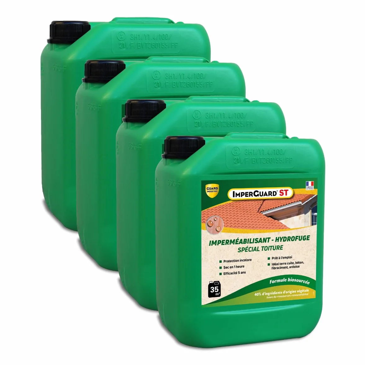 ImperGuard ST - 4 X 5 L - 20L - Imperméabilisant Toit Incolore Haute Performance – 5ans - Sec 30 min - 200 m2