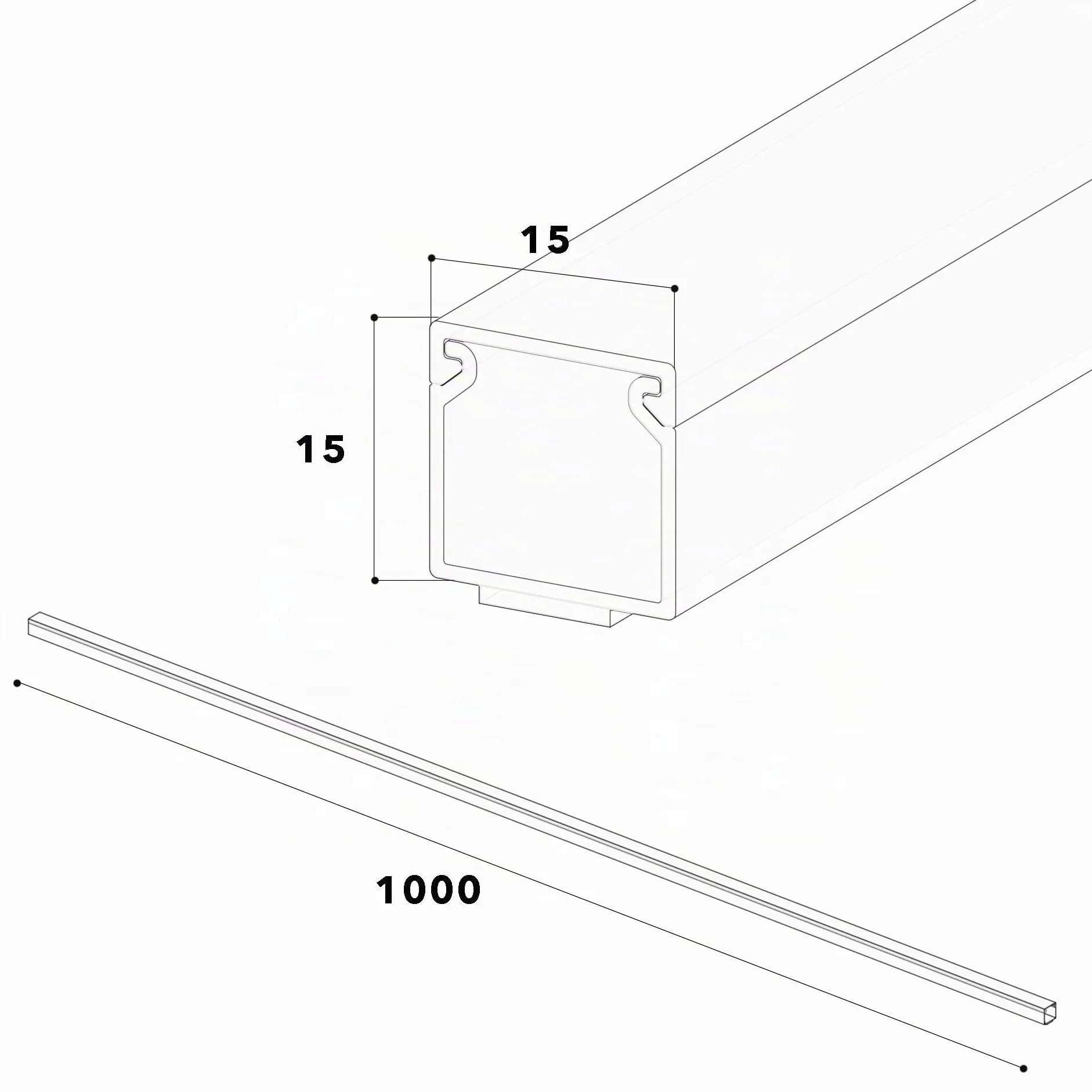 Cablecoach L1515SW4 - Goulotte autocollante - 15 x 15 mm - 4 m (1 m de Longueur x 4) - Noir