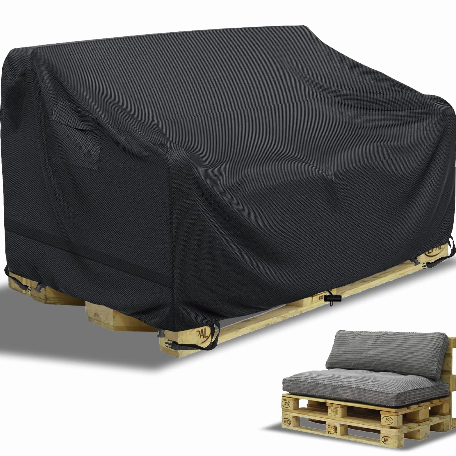 Oxford 600d Housse de Protection pour Banc de Palette Imperméable 128 x 85 x 80 cm Noir