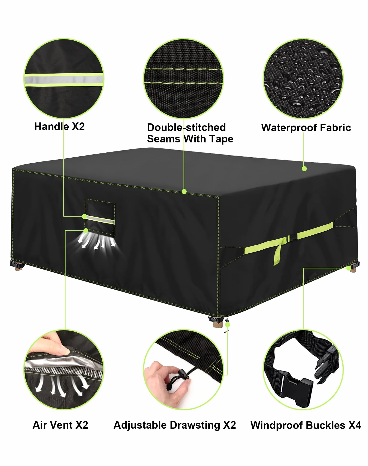 Housse Table De Jardin 420D Oxford Tissu 220x110x70cm Imperméable Anti-UV Coupe-Vent
