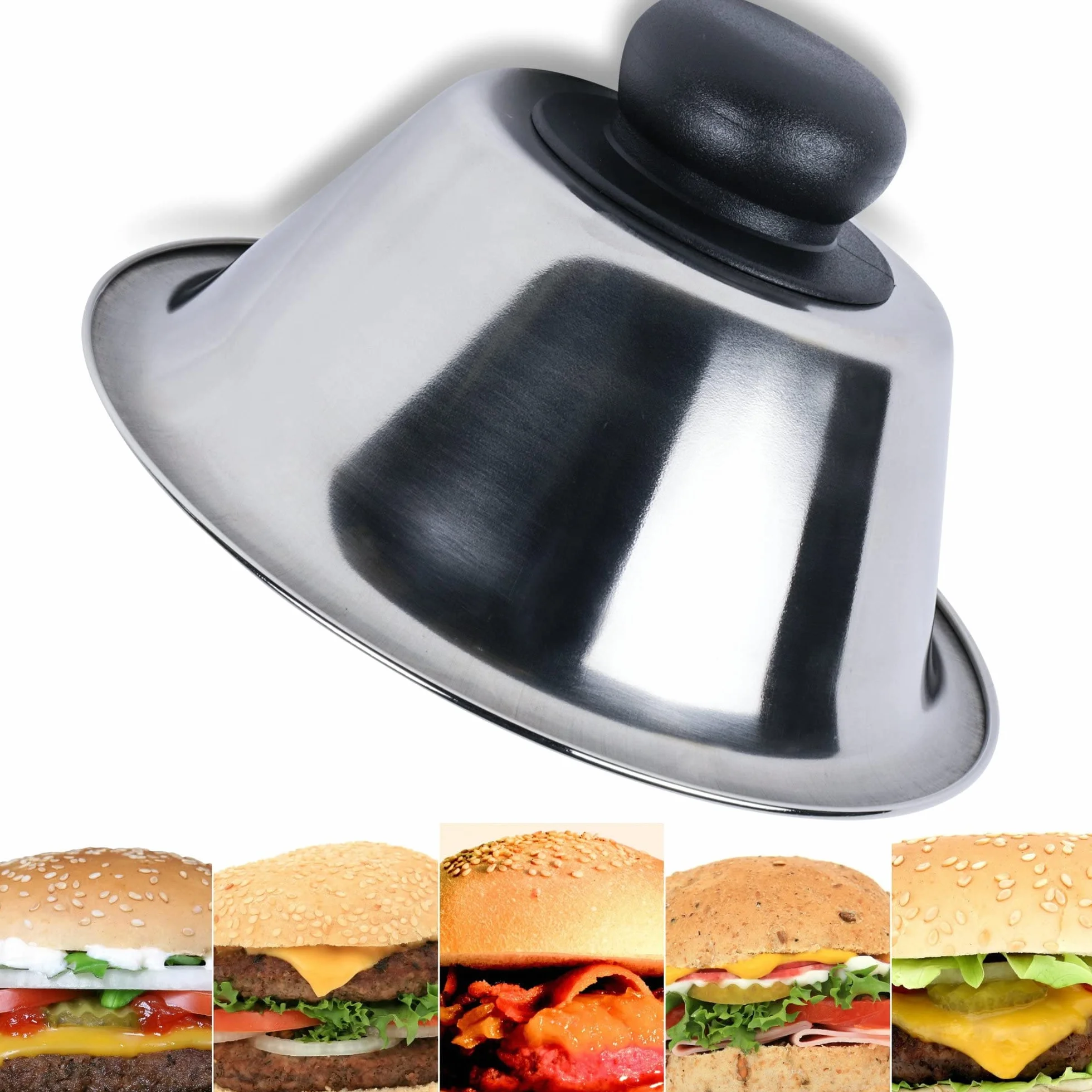 Cloche à hamburger en acier inoxydable noir Kerafactum