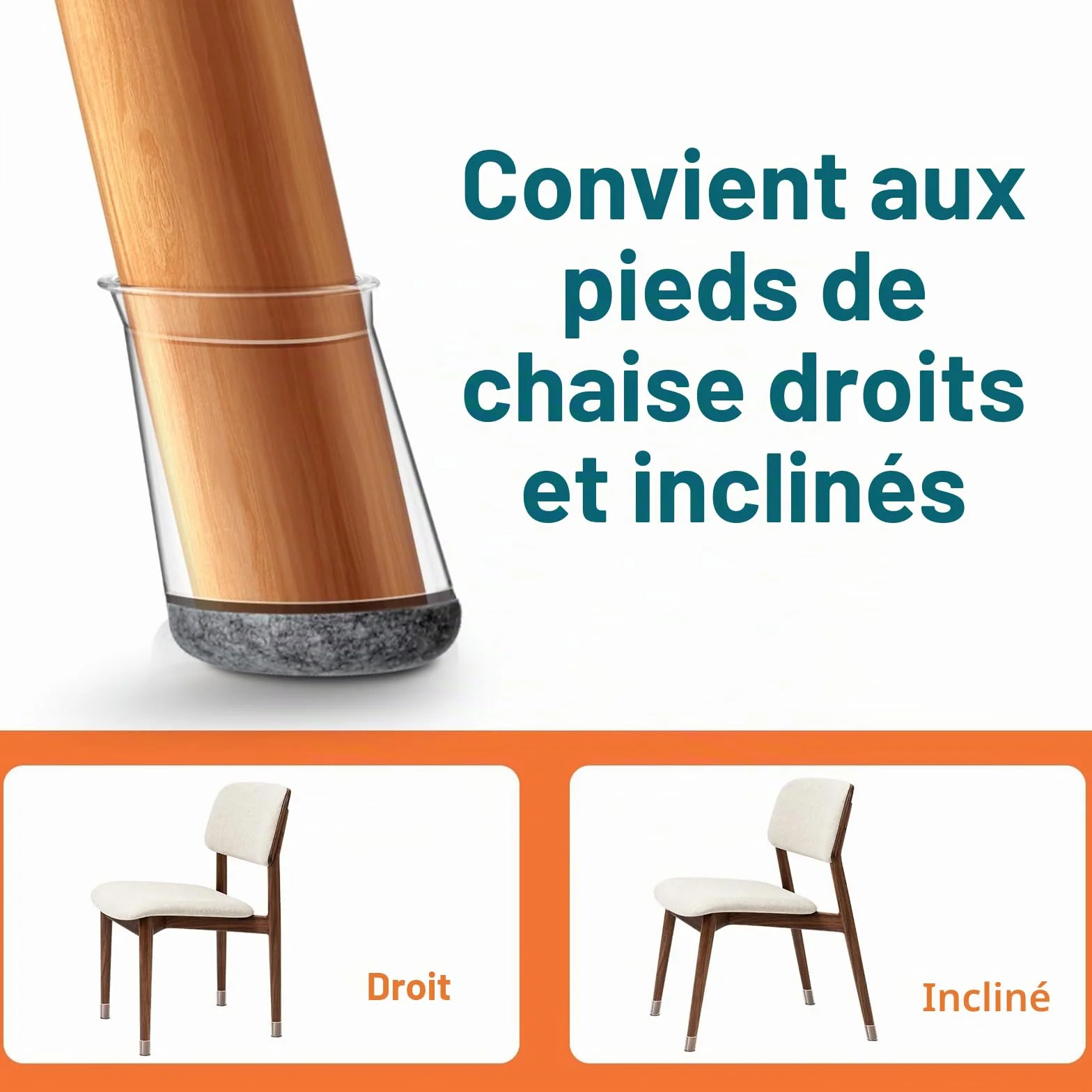 32pièces GICUNK Nouveau Protection Pied de Chaise, Protège Pied de Chaise, Protections de Sol en Silicone Transparent pour Pieds de Chaise avec Patins en Feutre (Fit:13-22.9 mm)
