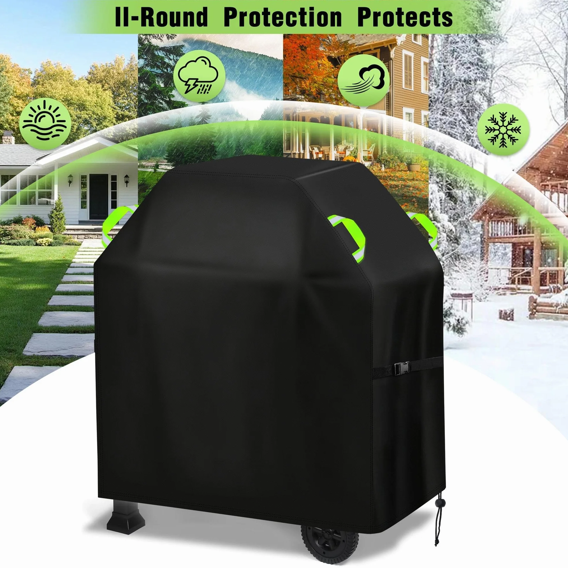 Housse Barbecue Exterieur 420D Oxford Imperméable 90x70x110 cm Protection Gaz BBQ Anti-Vent UV Poussière