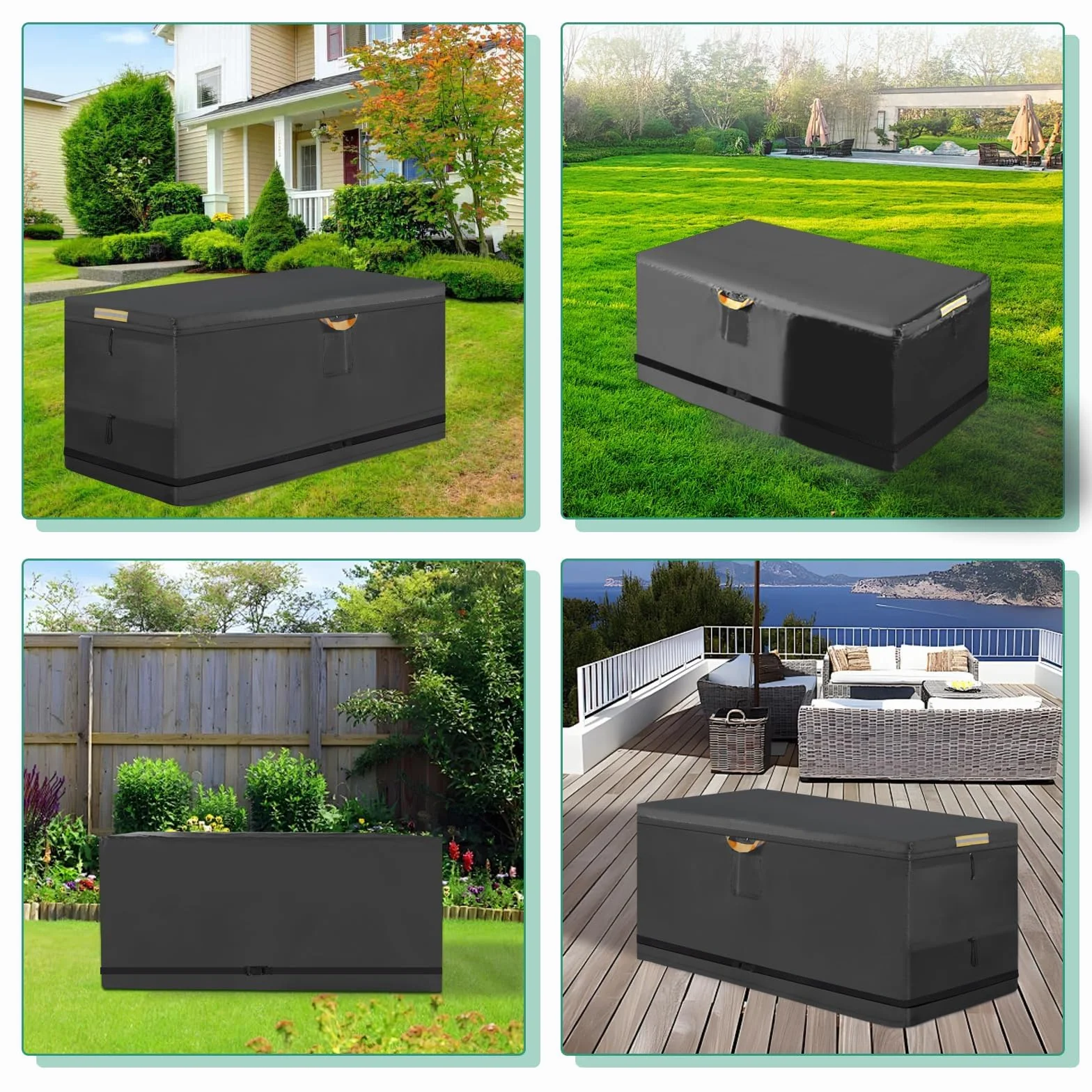 Housse Coffre Jardin Imperméable 600D Oxford 160x75x70 cm avec Fermeture à Glissière