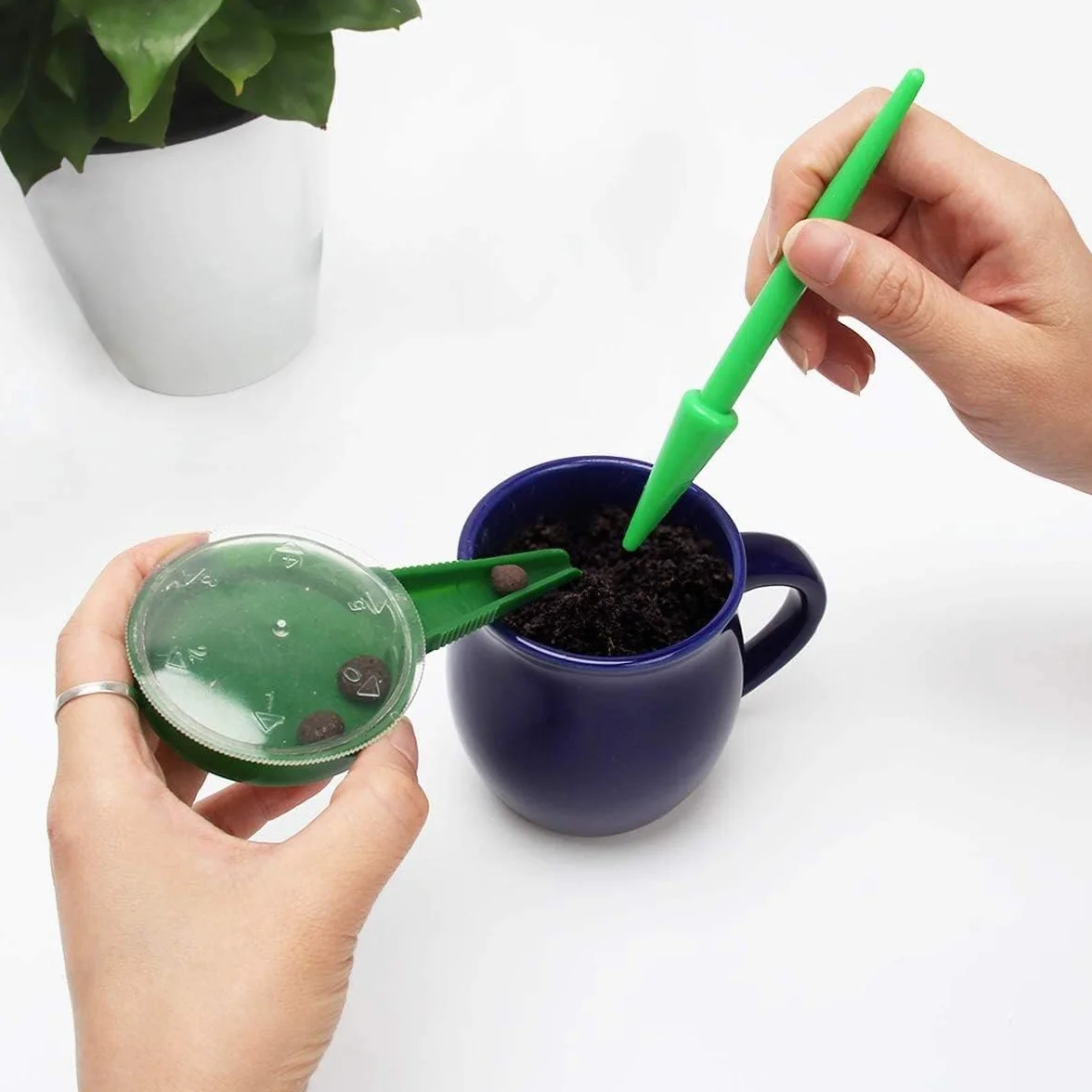 Plastique Outil de Semis de Jardin, Distributeur de Semences Semeur avec Cadran 5 Réglages