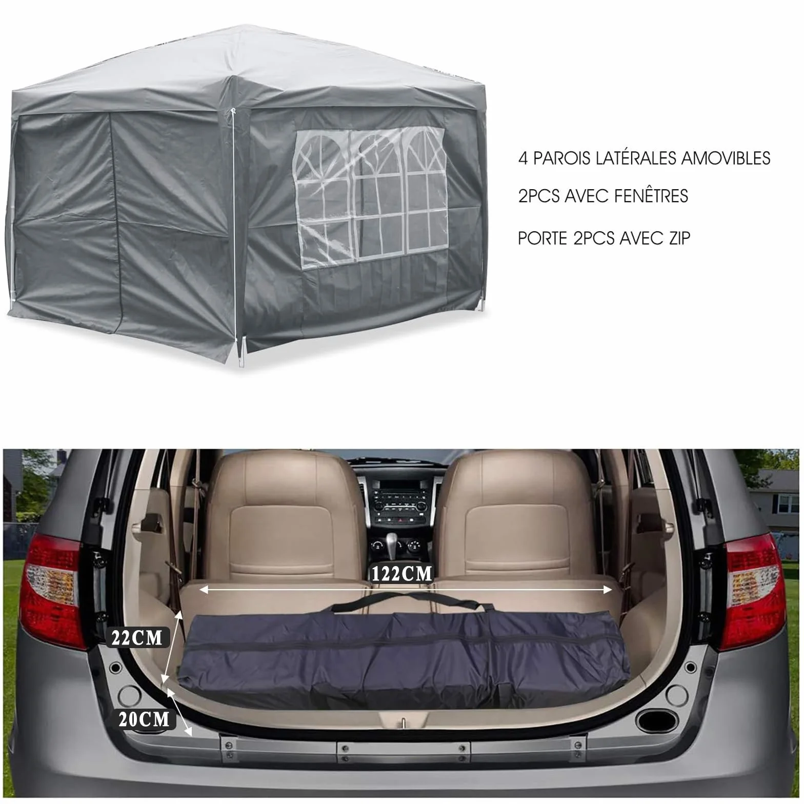 Tonnelle Pliante 3x3M Professionnel avec Rideaux, Tente de Jardin UV50+