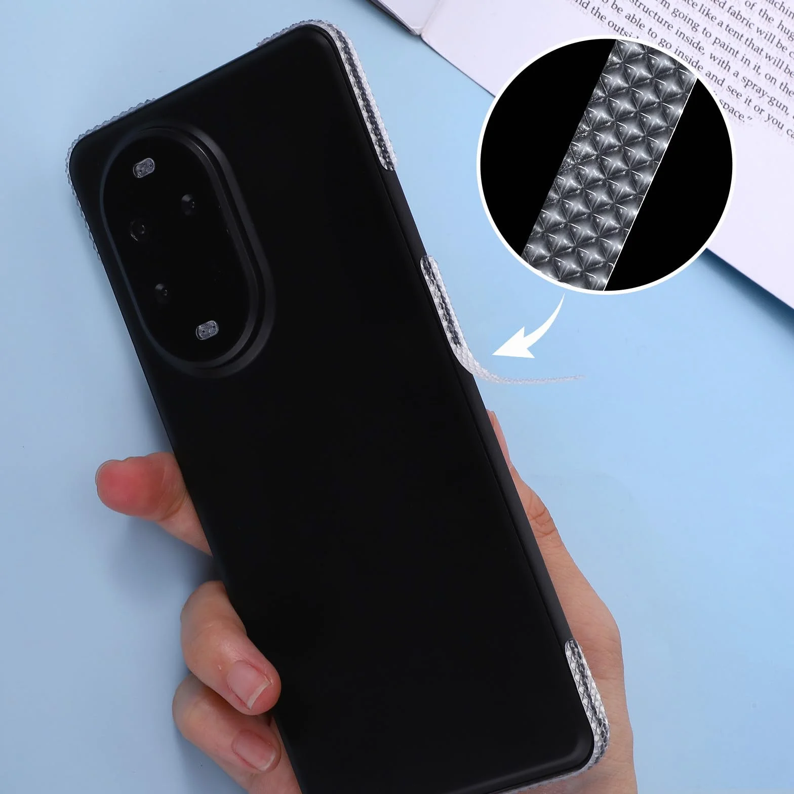 Xinjoduz Lot de 20 bandes adhésives antidérapantes en silicone transparent pour téléphone portable