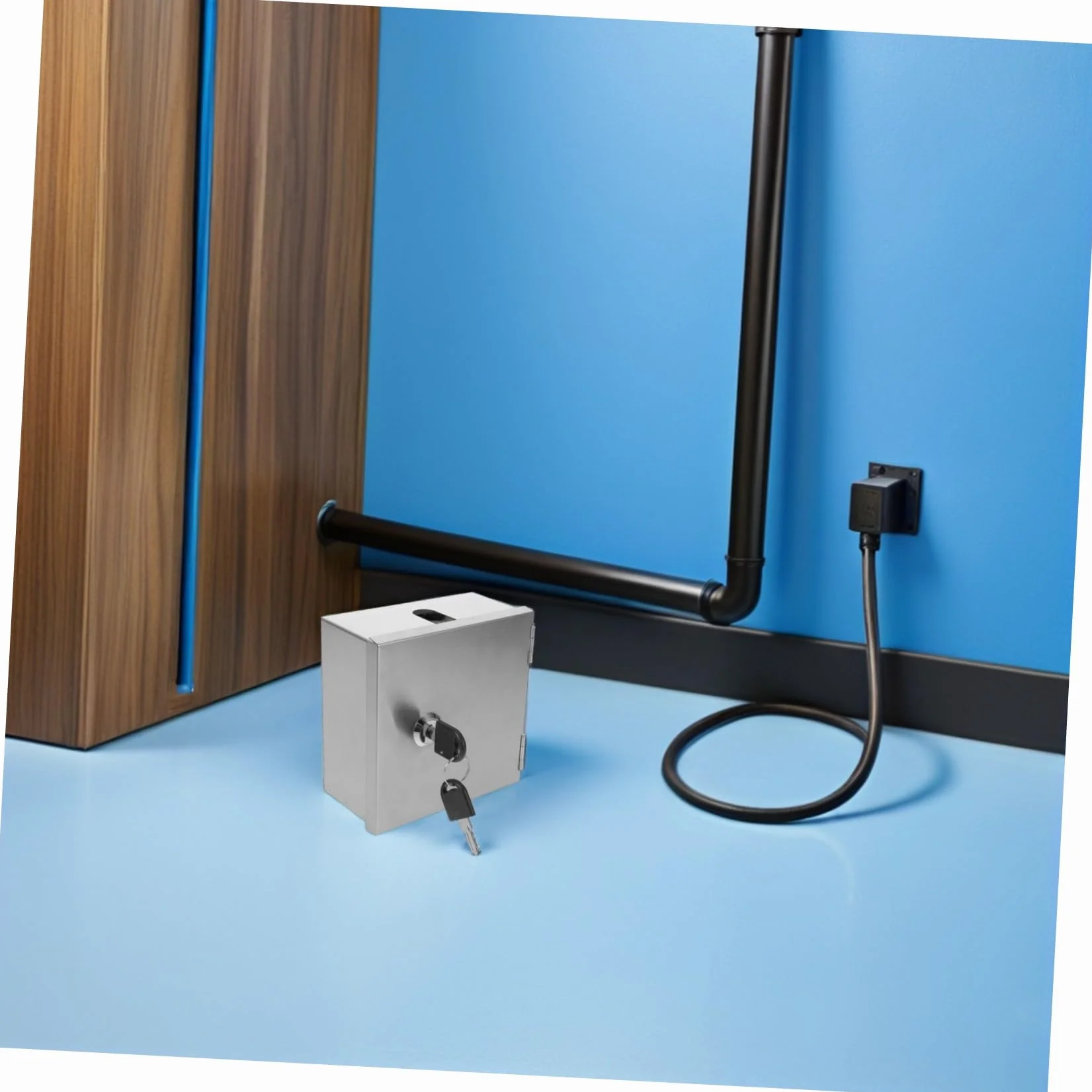 LIFKOME Boîtier de Protection Étanche pour Prise Électrique Type Acier Inoxydable avec Verrouillage Coffret Sécurisé Résistant Aux Intempéries pour Usage Extérieur et Intérieur