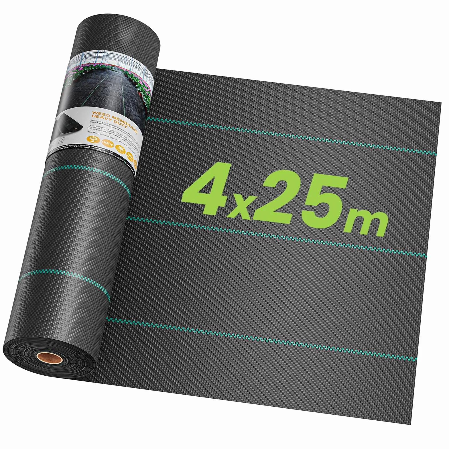 Toiles de Paillage 4m x 25m 90g/㎡, Geotextile Anti Mauvaises Herbes Jardin, Bache Noire Agricole