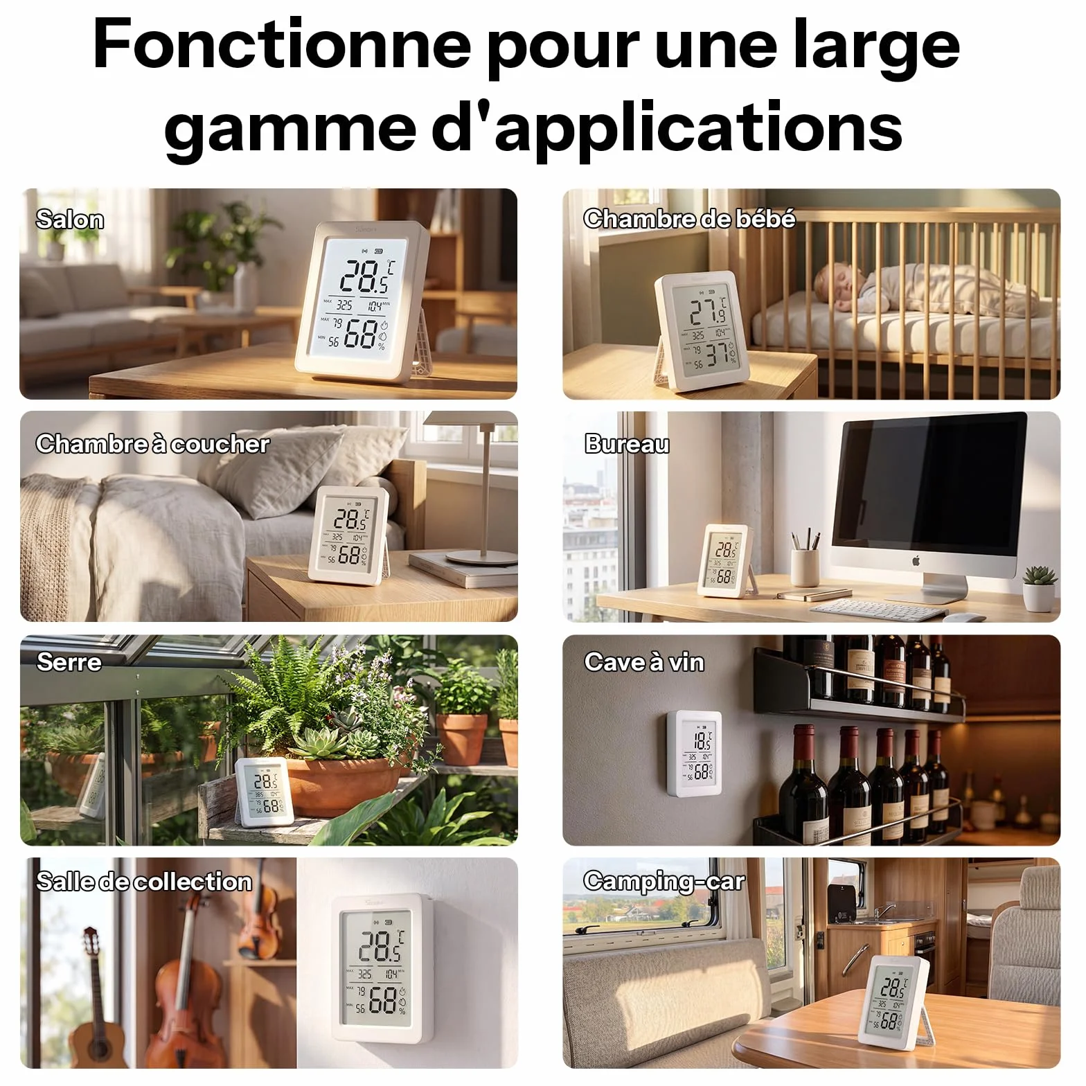 SONOFF AirGuard SNZB-02DR2 Capteur Zigbee Température Humidité Écran LCD 3.6 Pouces Thermomètre Hygromètre Lot de 2
