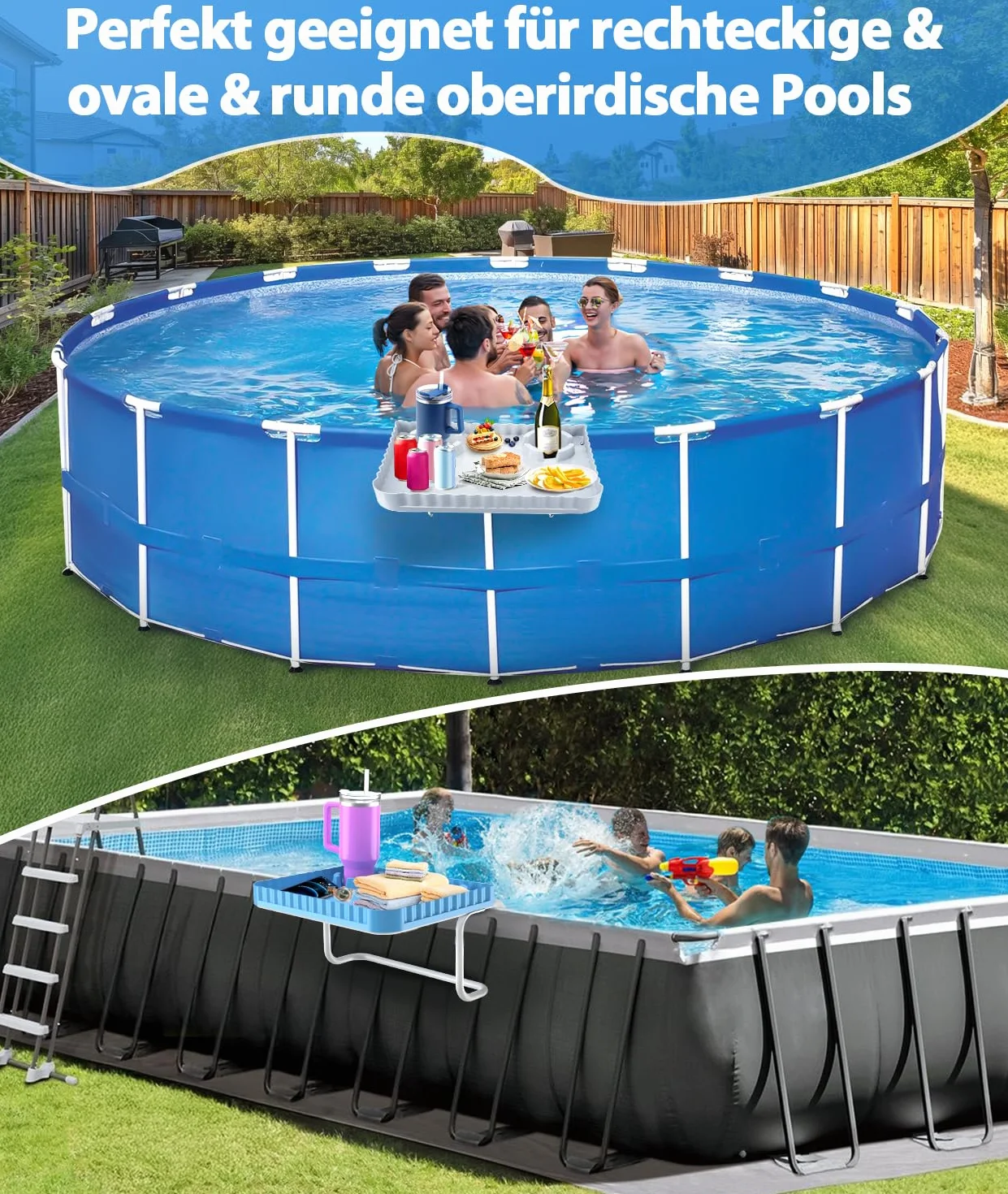 Bar de piscine portable pour terrasse, rond, rectangulaire, ovale, accessoires de piscine