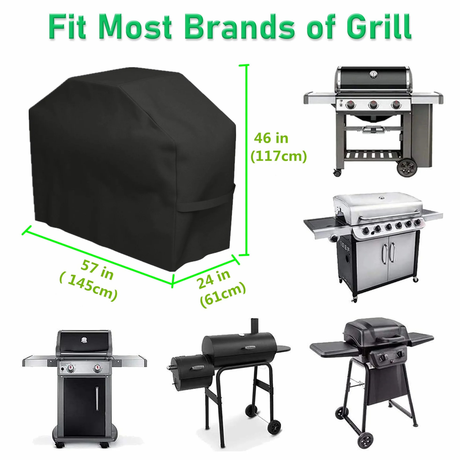 Housse Plancha Barbecue Exterieur 210D Oxford Protection Anti-Vent Soleil Eau 145x61x117
