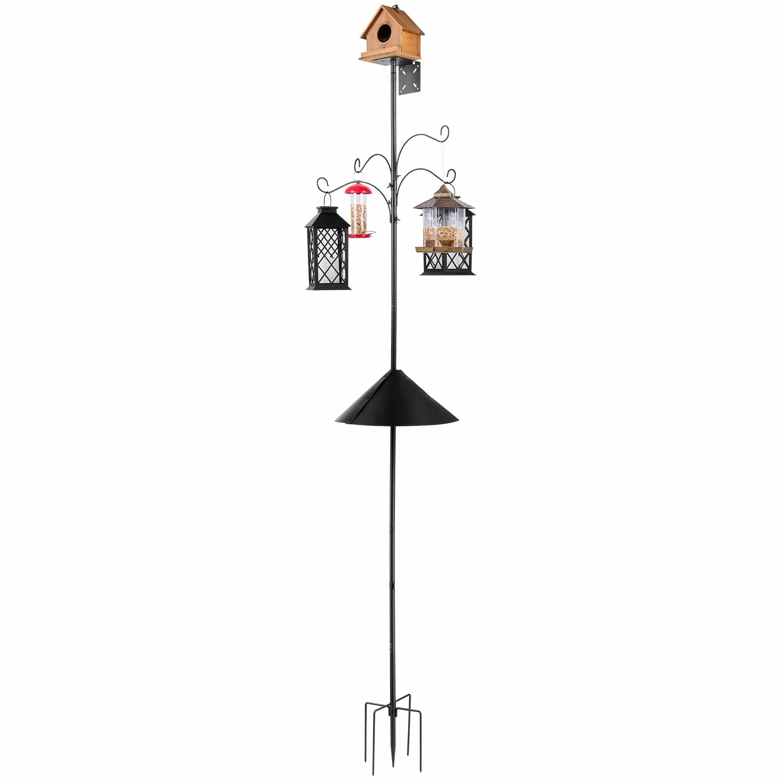 VEVOR Support de Maison Oiseaux 2370 mm Poteau de Nichoir avec 4 Crochets Anti-écureuil