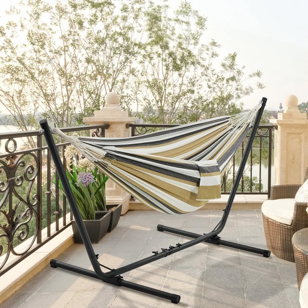 Yaheetech Hamac sur Pied 205 kg Longueur Réglable 294/304/314cm 1-2 Personnes avec Sac de Transport Jardin Camping