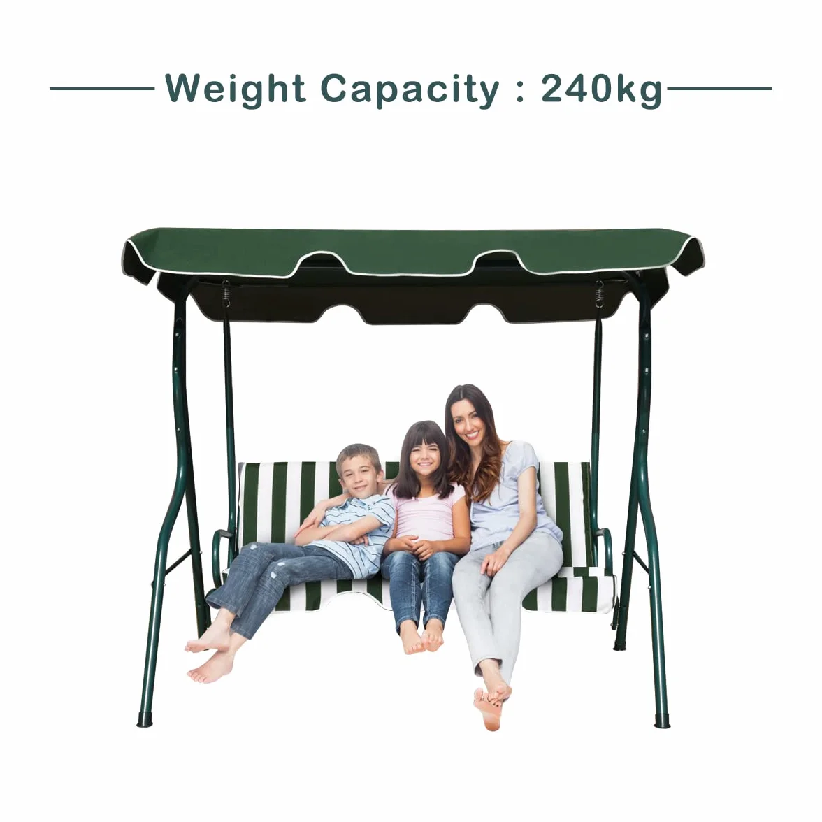 Costway Balancelle de Jardin 3 Places Toit Imperméable 240 KG 170 x 110 x 153 CM Vert