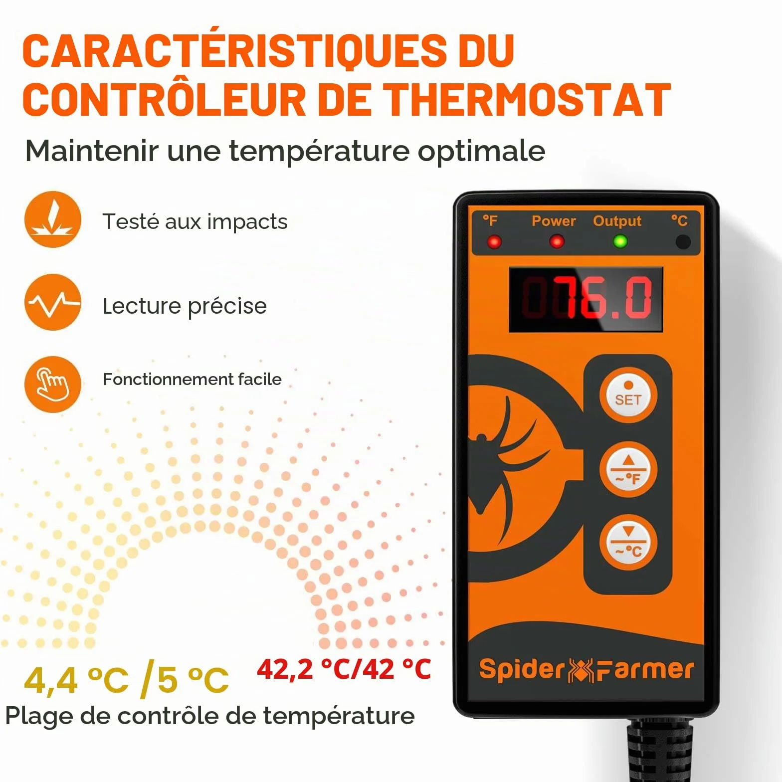 Spider Farmer Plant Heating Mat avec Thermostat 25x52cm 20W